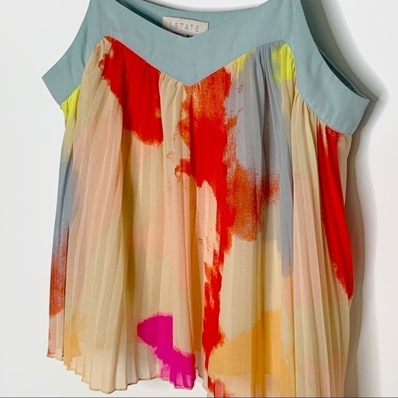 1. state Abstract Paint Spot Crop Pleated Tank small - Picture 3 of 7
